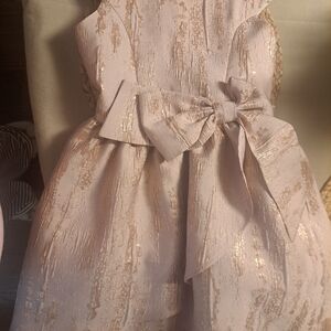 Elegant Kids Formal Dress with Bow in Cream and Gold
